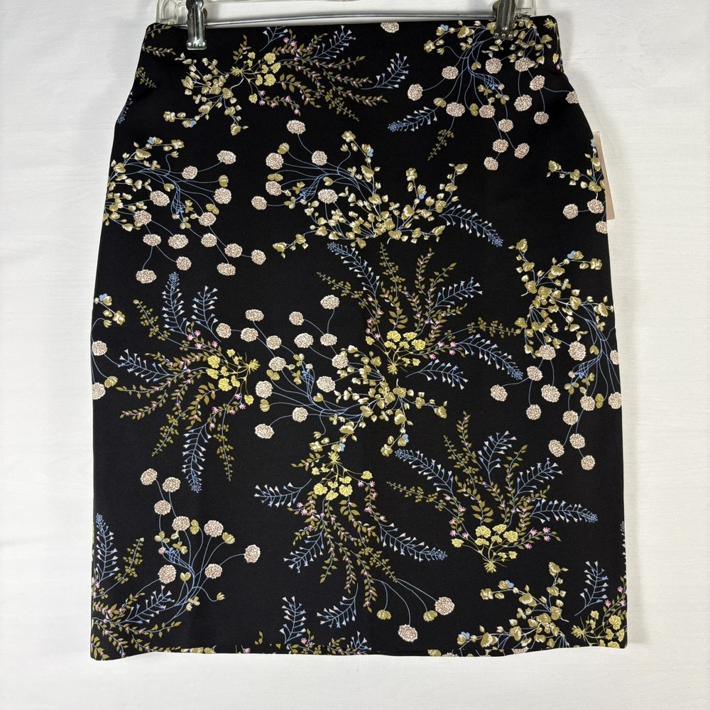 Philosophy Republic Clothing Black Floral Pencil Skirt Gold Back Zip NWT Size 6